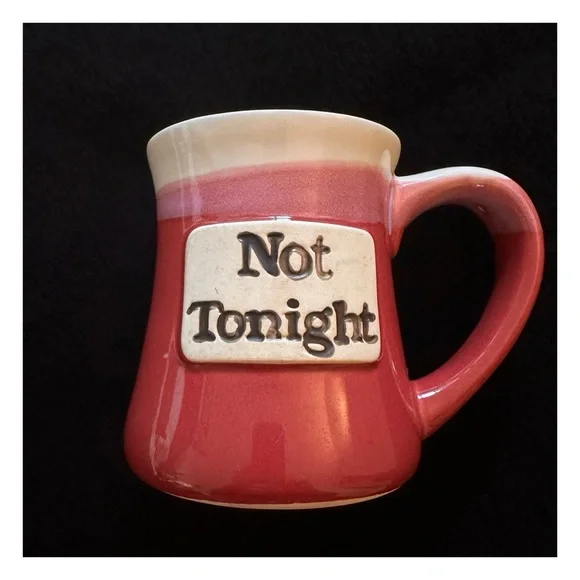Vintage “Tonight / Not Tonight” Reversible Pottery Coffee Mug. - Picture 3 of 9